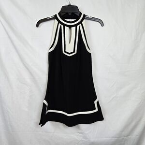 White House Black Market Women's Black White‎ Colorblock Party Halter Top XS New
